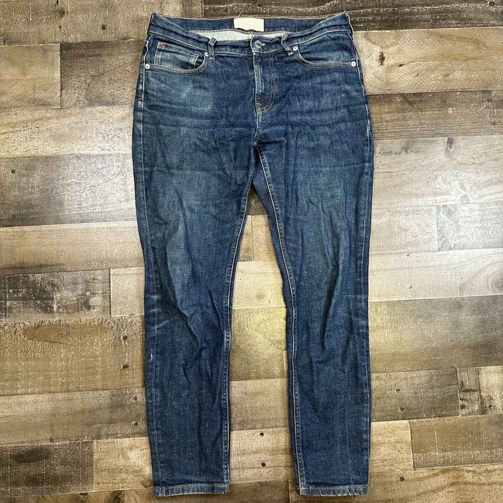 Everlane Women’s Size 30 Jeans Blue Denim Dark Wash Stretch Slim Fit Mid Rise